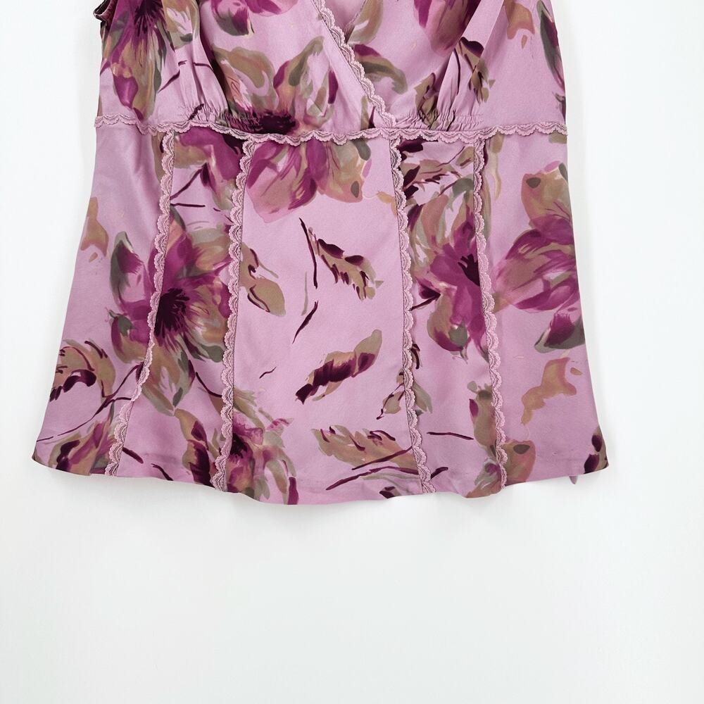 Bandolino 100% Silk Floral Babydoll Top 14 Y2K Coquette Fairy Cottage Romantic - Picture 3 of 7
